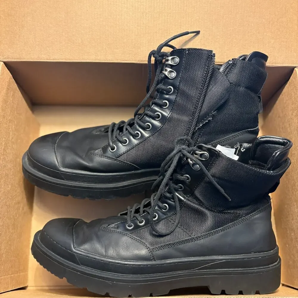 Madden Mens Combat Boots 11.5 Black Leather Insulated Water Resistant Leather